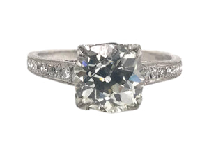 Edwardian Era Platinum 2.21 Carat Old Mine Cut Engagement Ring