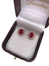 14K Yellow Gold Ruby & Diamond Earrings