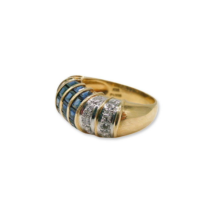 RETRO 18K DIAMOND AND SAPPHIRE RING