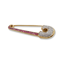 ART DECO RUBY AND DIAMOND SAFTEY PIN
