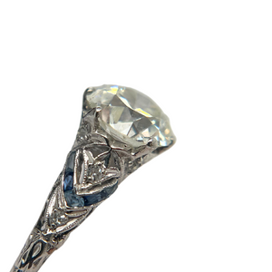 ART DECO 2.52CT DIAMOND AND SAPPHIRE RING