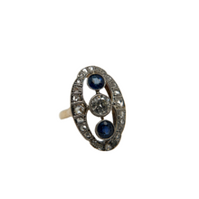 ART DECO DIAMOND AND SAPPHIRE PLATINUM RING
