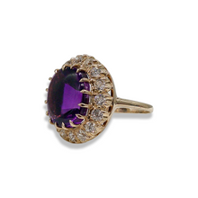 RETRO 14K AMETHYST AND DIAMOND RING