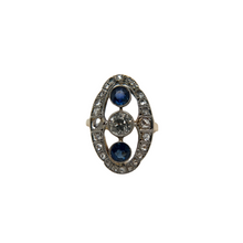 ART DECO DIAMOND AND SAPPHIRE PLATINUM RING