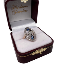ART DECO DIAMOND AND SAPPHIRE PLATINUM RING