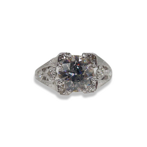 ART DECO PLATINUM 1.47CT OLD EUROPEAN DIAMOND RING