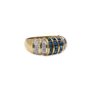 RETRO 18K DIAMOND AND SAPPHIRE RING
