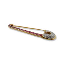 ART DECO RUBY AND DIAMOND SAFTEY PIN