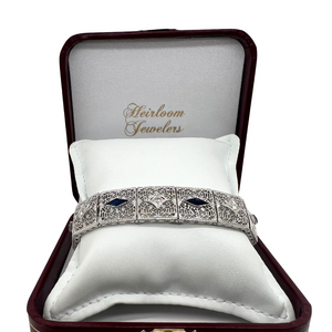 ART DECO DIAMOND AND SAPPHIRE FILIGREE BRACELET