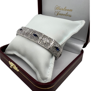 ART DECO DIAMOND AND SAPPHIRE FILIGREE BRACELET
