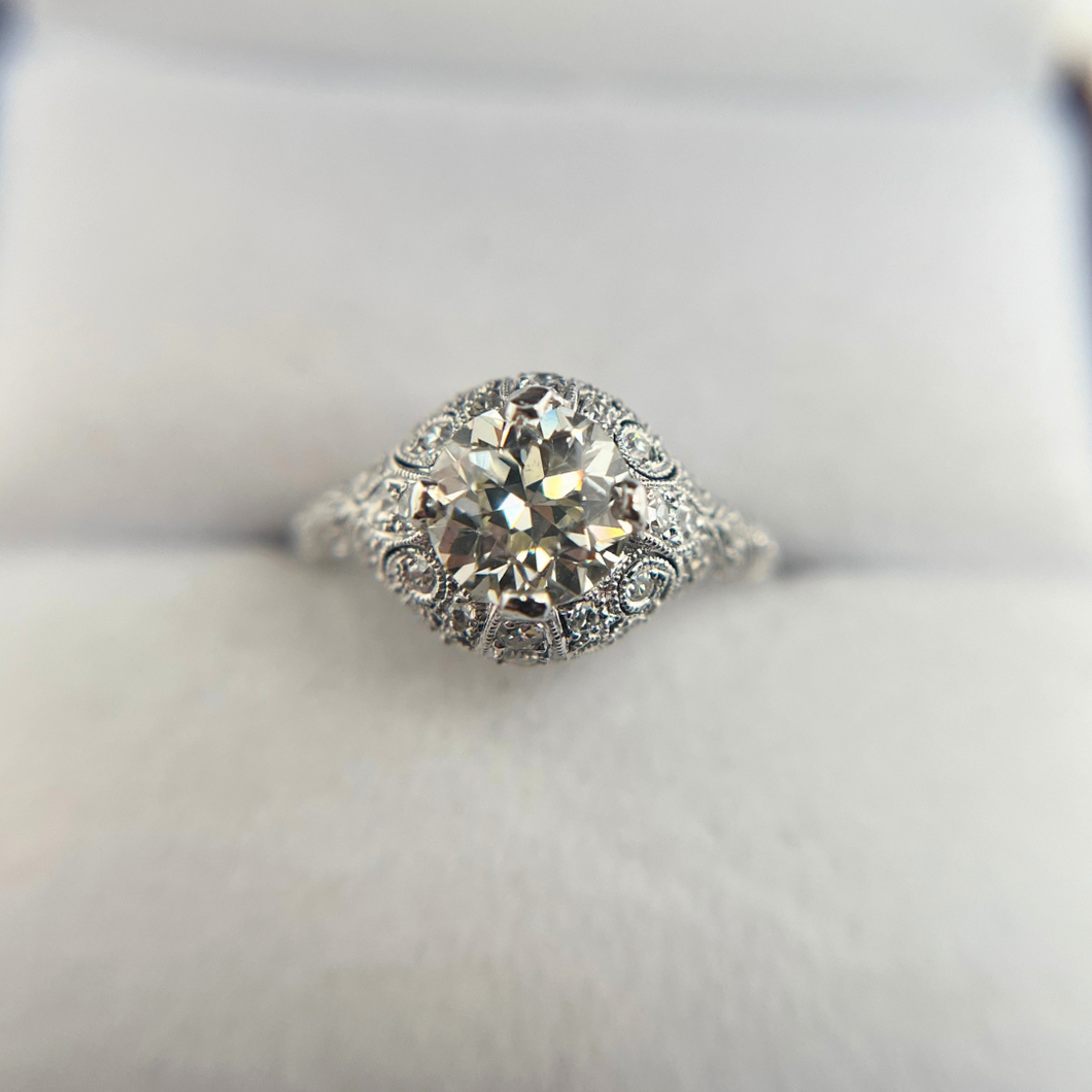 EDWARDIAN 1.34 PLATINUM DIAMOND RING