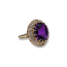 RETRO 14K AMETHYST AND DIAMOND RING