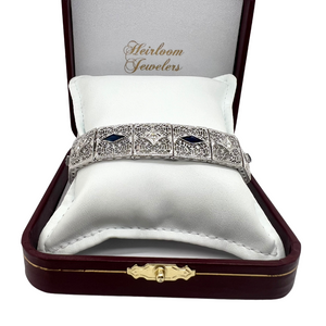 ART DECO DIAMOND AND SAPPHIRE FILIGREE BRACELET