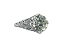 GIA Certified 3.01 Carat Old European Cut Platinum Engagement Ring
