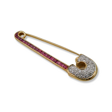 ART DECO RUBY AND DIAMOND SAFTEY PIN