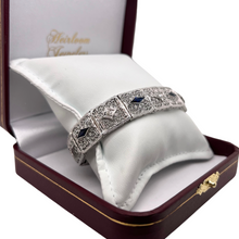 ART DECO DIAMOND AND SAPPHIRE FILIGREE BRACELET