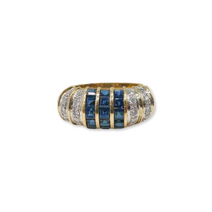 RETRO 18K DIAMOND AND SAPPHIRE RING