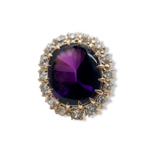 RETRO 14K AMETHYST AND DIAMOND RING