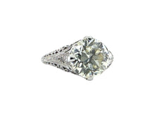 GIA Certified 3.01 Carat Old European Cut Platinum Engagement Ring