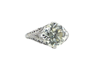 GIA Certified 3.01 Carat Old European Cut Platinum Engagement Ring