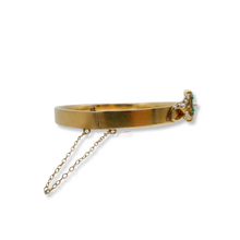 14K VINTAGE TURQUOISE AND PEARL CONVERSION BANGLE