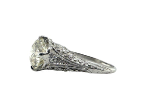 GIA Certified 3.01 Carat Old European Cut Platinum Engagement Ring