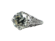 GIA Certified 3.01 Carat Old European Cut Platinum Engagement Ring