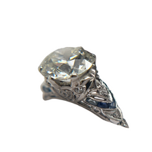 ART DECO 2.52CT DIAMOND AND SAPPHIRE RING