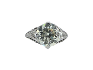 GIA Certified 3.01 Carat Old European Cut Platinum Engagement Ring