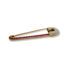 ART DECO RUBY AND DIAMOND SAFTEY PIN