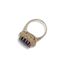 RETRO 14K AMETHYST AND DIAMOND RING