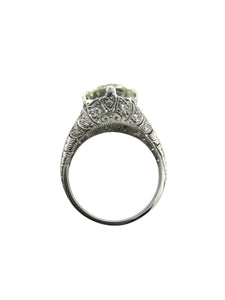 GIA Certified 3.01 Carat Old European Cut Platinum Engagement Ring