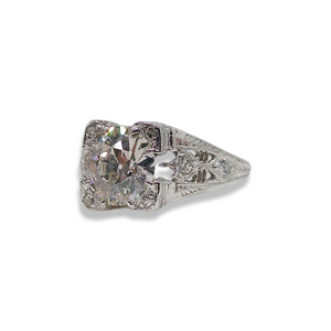 ART DECO PLATINUM 1.47CT OLD EUROPEAN DIAMOND RING