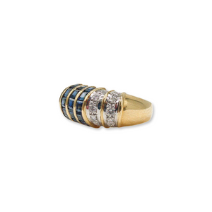 RETRO 18K DIAMOND AND SAPPHIRE RING