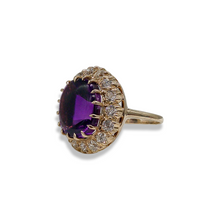 RETRO 14K AMETHYST AND DIAMOND RING
