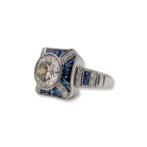 CONTEMPORARY 2.32CT DIAMOND AND SAPPHIRE RING