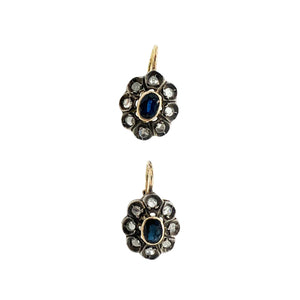 VICTORIAN ROSE CUT DIAMOND AND SAPPHIRE EARRINGS