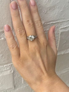 Platinum Art Deco 2.53 Carat Old European Cut Engagement Ring GIA