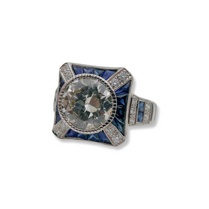 CONTEMPORARY 2.32CT DIAMOND AND SAPPHIRE RING