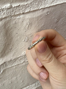 Vintage Engraved Wedding Band 14K White & Yellow Gold Size 9