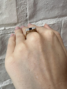 Vintage Sapphire & Diamond Cocktail 18K Yellow Gold