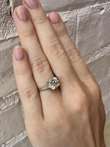 Vintage 2.22 Carat Old European Cut Diamond Engagement Ring GIA
