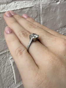 Vintage 2.22 Carat Old European Cut Diamond Engagement Ring GIA