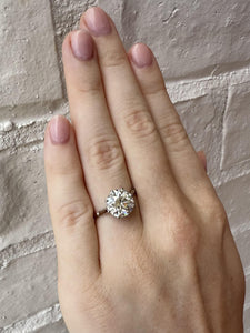 Vintage 3.22 Carat Platinum Diamond Solitaire Engagement Ring GIA