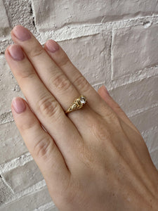 Vintage Style 0.3 Carat Diamond Filigree Ring 14K Yellow Gold
