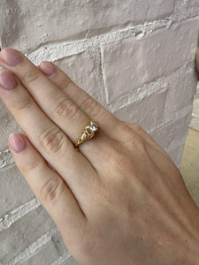 Vintage Style 0.3 Carat Diamond Filigree Ring 14K Yellow Gold