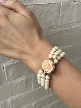 Vintage Rose Gold Triple Strand Angel Skin Coral Bracelet
