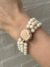 Vintage Rose Gold Triple Strand Angel Skin Coral Bracelet