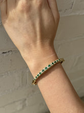 Vintage Emerald & Diamond Bangle Bracelet 14K Yellow Gold