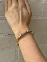 Vintage Emerald & Diamond Bangle Bracelet 14K Yellow Gold